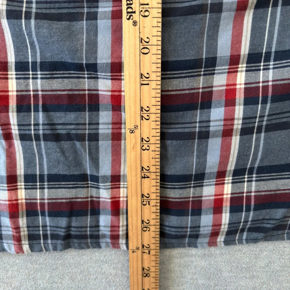 The North Face Mens XL Short Sleeve Plaid Button Down Shirt Blue Red White